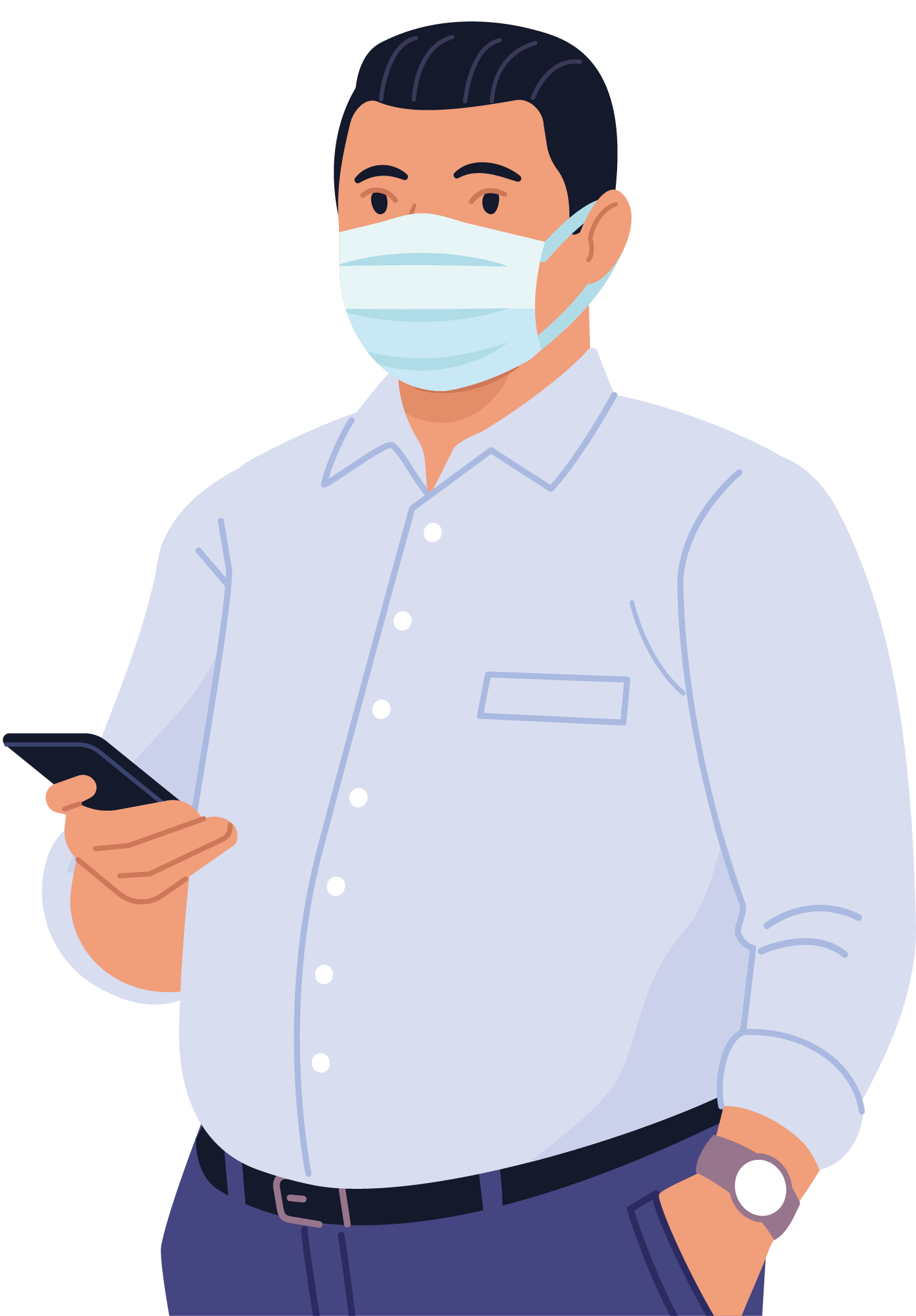 Un homme en chemise avec un masque. Un homme en chemise avec un masque.